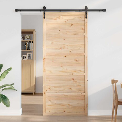 Schuifdeur Naturel 90 x 2,5 x 208 cm Massief grenenhout 3