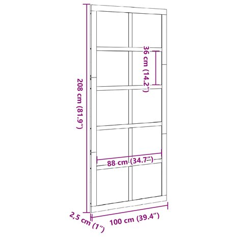 Schuifdeur Wasbruin 100 x 2,5 x 208 cm Massief grenenhout 11