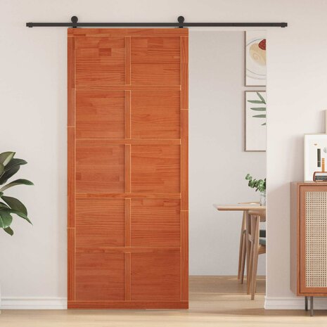 Schuifdeur Wasbruin 80 x 2,5 x 208 cm Massief grenenhout 1