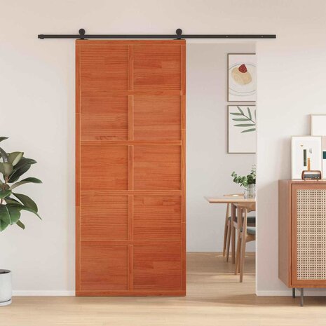 Schuifdeur Wasbruin 90 x 208 cm Massief grenenhout 1