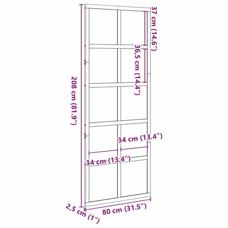 Schuifdeur Wasbruin 80 x 208 cm Massief grenenhout 7