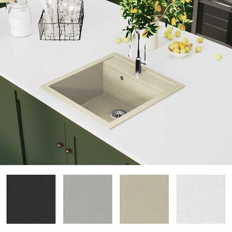 Spoelbak enkele bak graniet beige 6