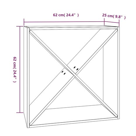 Wijnkast 62x25x62 cm massief grenenhout grijs 8