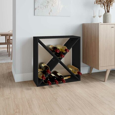 Wijnkast 62x25x62 cm massief grenenhout zwart 1