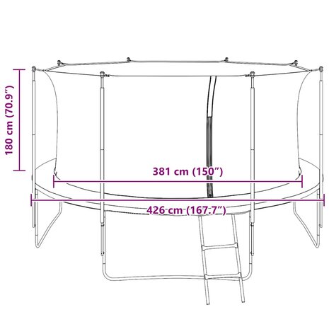 Veiligheidsnet voor 4,26 m ronde trampoline 9