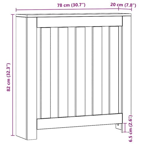 Radiatorombouw 78x20x82 cm bewerkt hout artisanaal eikenkleur 8