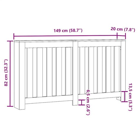 Radiatorombouw 149x20x82 cm bewerkt hout betongrijs 8