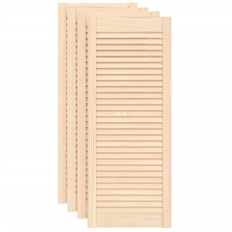 Kastdeuren met lamellen 4 st 99,3x39,4 cm massief grenenhout 2
