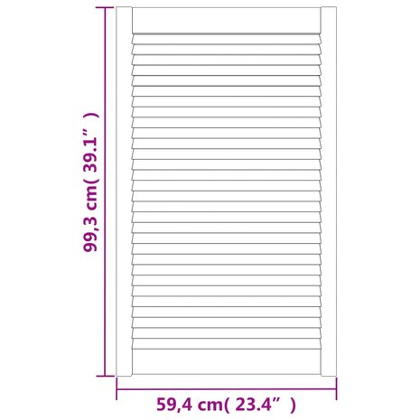 Kastdeuren met lamellen 4 st 99,3x59,4 cm massief grenenhout 6