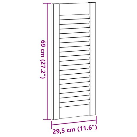 Kastdeur met lamellen 69x29,5 cm massief grenenhout 10