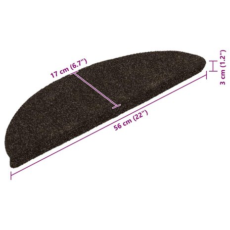 Trapmatten Zelfklevend 5 stuks 56x17x3 cm Donkerbruin Halfrond 8