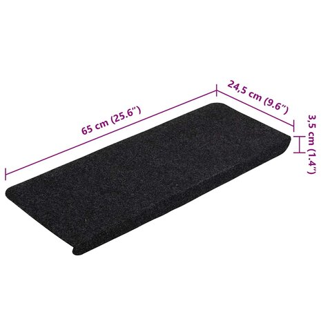 Trapmatten zelfklevend 15 st 65x24,5x3,5 cm zwart 9