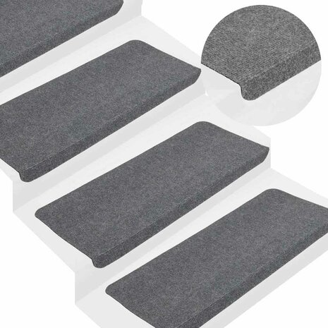 Trapmatten zelfklevend 15 st 65x24,5x3,5 cm grijs 1