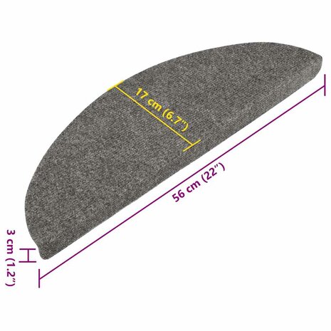 Trapmatten zelfklevend 10 st 56x17x3 cm grijs 9