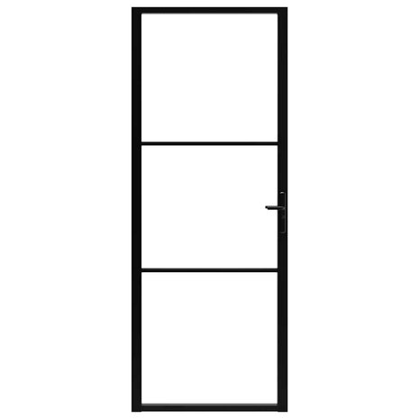 Binnendeur 76x201,5 cm ESG-glas en aluminium zwart 3