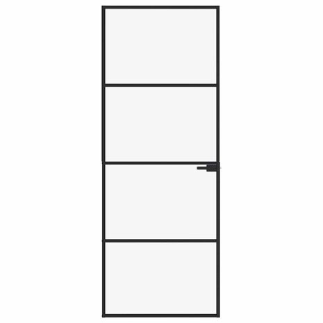 Binnendeur 76x201,5 cm gehard glas en aluminium smal zwart 3