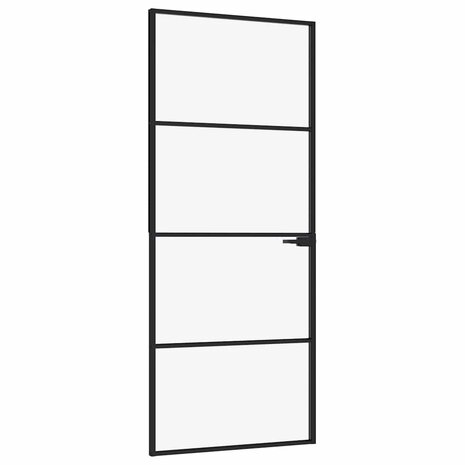 Binnendeur 83x201,5 cm gehard glas en aluminium smal zwart 2