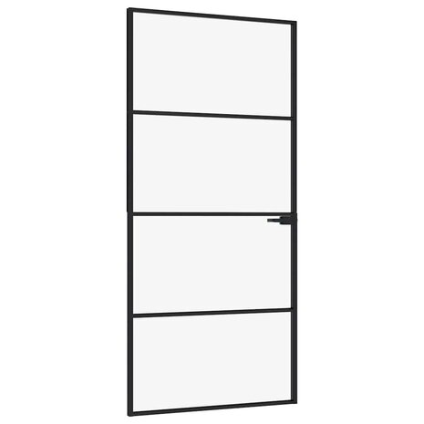Binnendeur 93x201,5 cm gehard glas en aluminium smal zwart 2