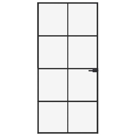 Binnendeur 93x201,5 cm gehard glas en aluminium smal zwart 3