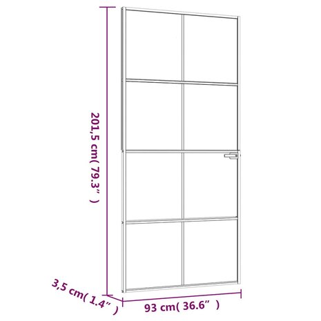 Binnendeur 93x201,5 cm gehard glas en aluminium smal zwart 8