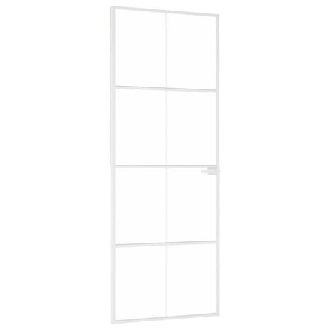 Binnendeur 76x201,5 cm gehard glas en aluminium smal wit 2