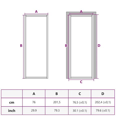Binnendeur 76x201,5 cm gehard glas en aluminium smal wit 9