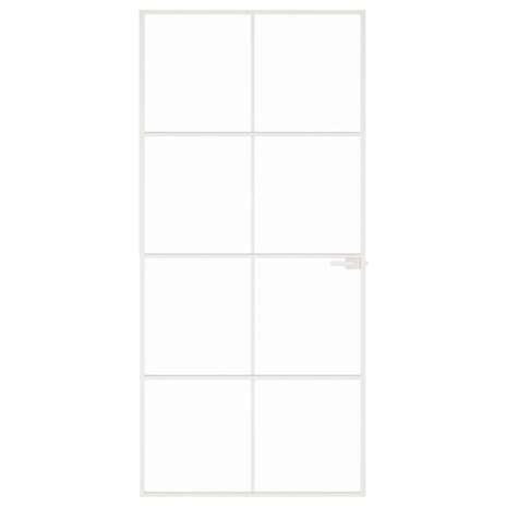 Binnendeur 93x201,5 cm gehard glas en aluminium smal wit 3