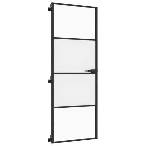 Binnendeur smal 76x201,5 cm gehard glas en aluminium zwart 4