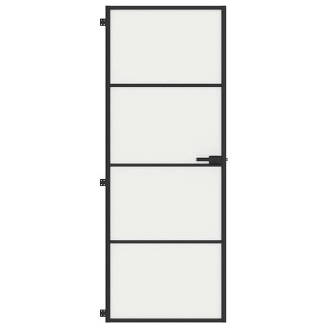 Binnendeur smal 76x201,5 cm gehard glas en aluminium zwart 3