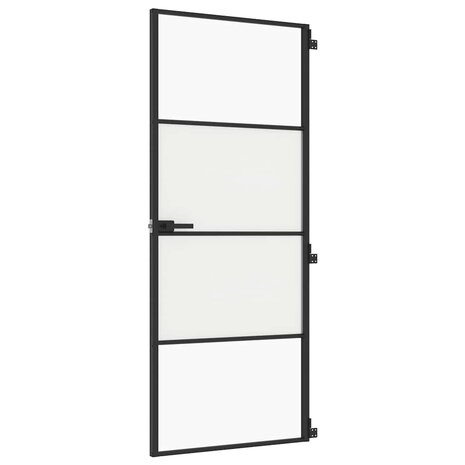 Binnendeur smal 83x201,5 cm gehard glas en aluminium zwart 2