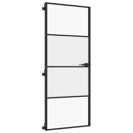 Binnendeur smal 83x201,5 cm gehard glas en aluminium zwart 4