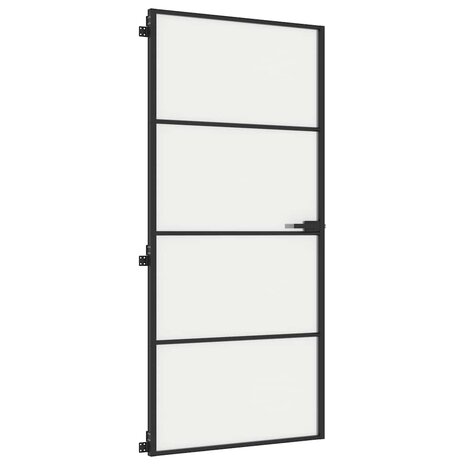 Binnendeur smal 93x201,5 cm gehard glas en aluminium zwart 4
