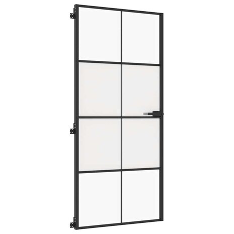 Binnendeur smal 93x201,5 cm gehard glas en aluminium zwart 4