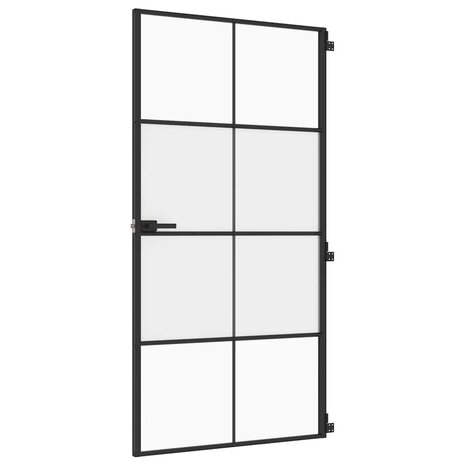Binnendeur smal 102,5x201,5 cm gehard glas en aluminium zwart 2