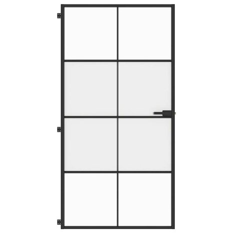 Binnendeur smal 102,5x201,5 cm gehard glas en aluminium zwart 3
