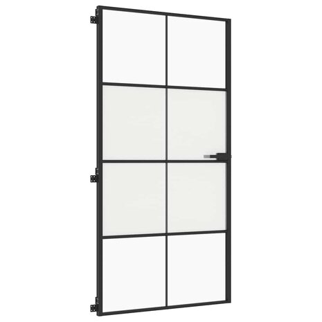 Binnendeur smal 102,5x201,5 cm gehard glas en aluminium zwart 4