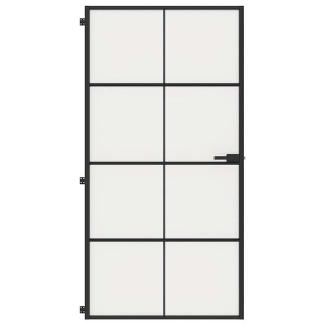 Binnendeur smal 102,5x201,5 cm gehard glas en aluminium zwart 3
