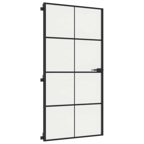 Binnendeur smal 102,5x201,5 cm gehard glas en aluminium zwart 4