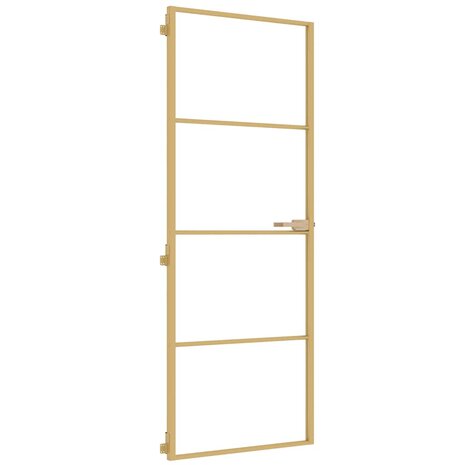 Binnendeur smal 76x201,5 cm gehard glas en aluminium goudkleur 2