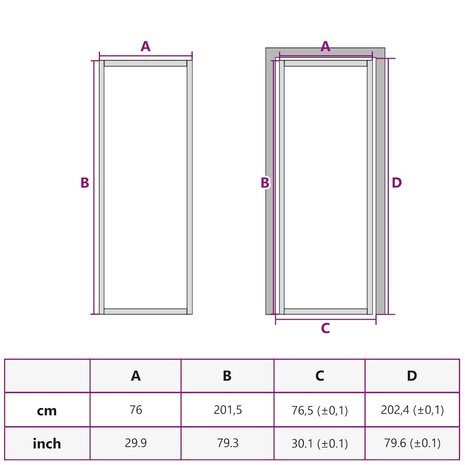 Binnendeur smal 76x201,5 cm gehard glas en aluminium goudkleur 10