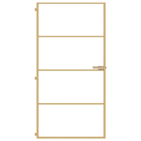 Binnendeur smal 102,5x201,5 cm gehard glas en aluminium goud 3