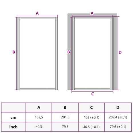 Binnendeur smal 102,5x201,5 cm gehard glas en aluminium goud 10