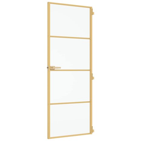 Binnendeur smal 76x201,5 cm gehard glas en aluminium goudkleur 4