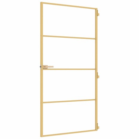 Binnendeur smal 102,5x201,5 cm gehard glas en aluminium goud 4