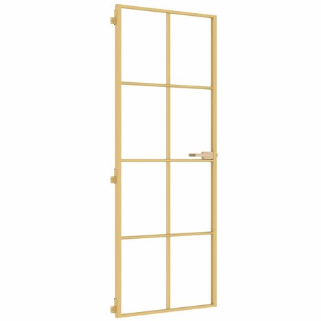 Binnendeur smal 76x201,5 cm gehard glas en aluminium goudkleur 2