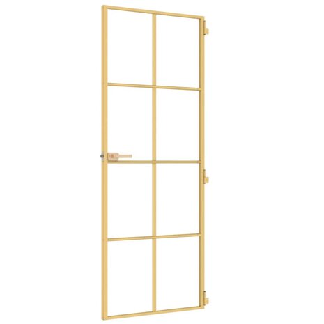 Binnendeur smal 76x201,5 cm gehard glas en aluminium goudkleur 4