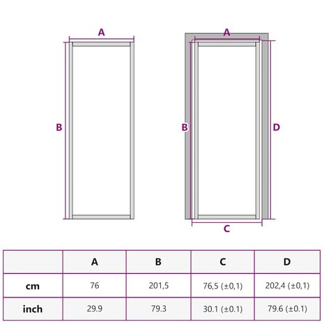 Binnendeur smal 76x201,5 cm gehard glas en aluminium goudkleur 10