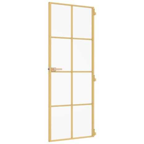 Binnendeur smal 83x201,5 cm gehard glas en aluminium goudkleur 4