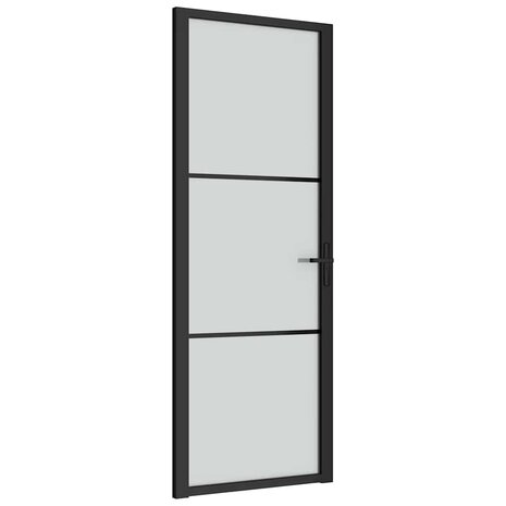 Binnendeur 76x201,5 cm matglas en aluminium zwart 2