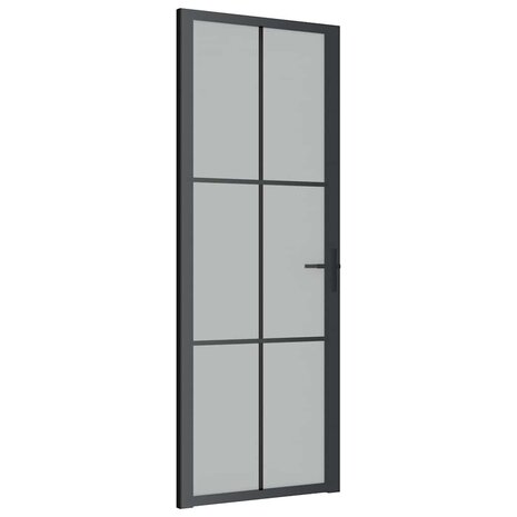 Binnendeur 76x201,5 cm matglas en aluminium zwart 2